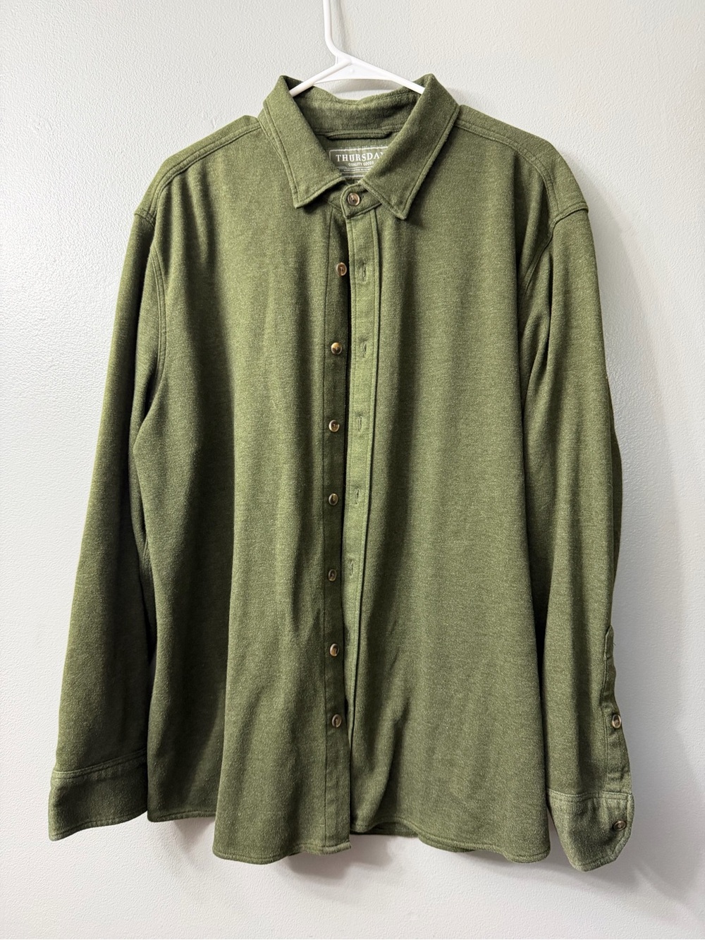 Thursday button down shirt Men's Olive Long-Sleeve athletic fit xxl
